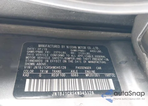 2019 Nissan Rogue Sport Sv from USA, damaged, VIN JN1BJ1CR5KW345128